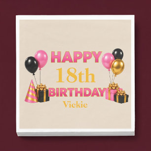 Servilleta De Papel Feliz Cumpleaños a Cualquier Edad Beige