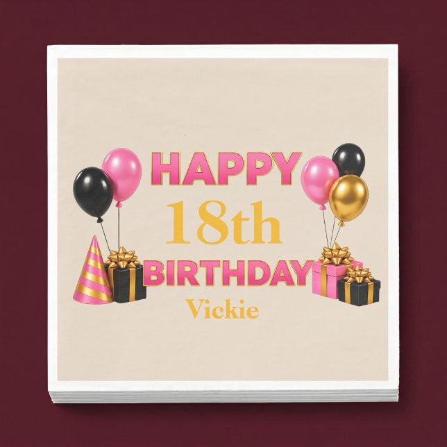 Servilleta De Papel Feliz Cumpleaños a Cualquier Edad Beige (Subido por el creador)