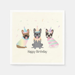 Servilleta De Papel Feliz cumpleaños a los Bulldoges franceses