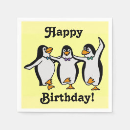 Servilleta De Papel ¡Feliz cumpleaños a los pingüinos bailando diverti