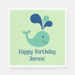 Servilleta De Papel Feliz cumpleaños a Napkin Fiesta de ballenas