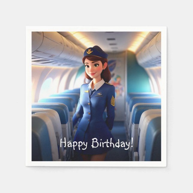 Servilleta De Papel Feliz cumpleaños a Stewardess (Anverso)