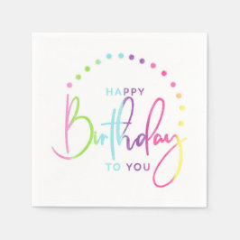Servilleta De Papel Feliz Cumpleaños A Tus Colores Arcoiris