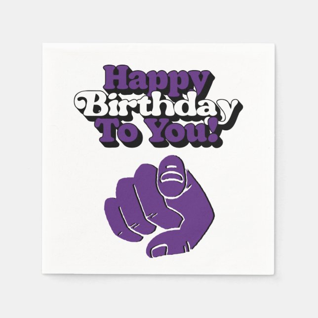 Servilleta De Papel Feliz Cumpleaños A Usted Púrpura 3 Ply Napkins (Anverso)
