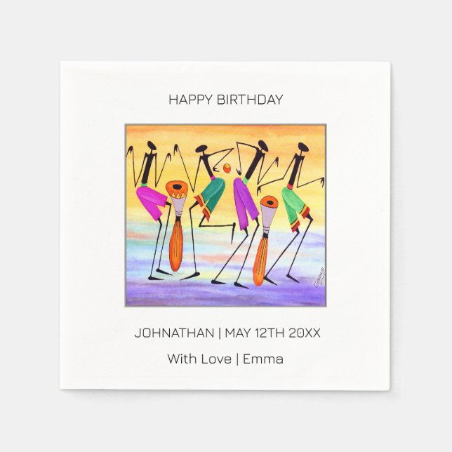 Servilleta De Papel Feliz cumpleaños, acuarela que expresa felicidad (Anverso)