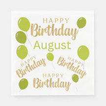 Feliz cumpleaños Agosto cumpleaños Papel Napkin