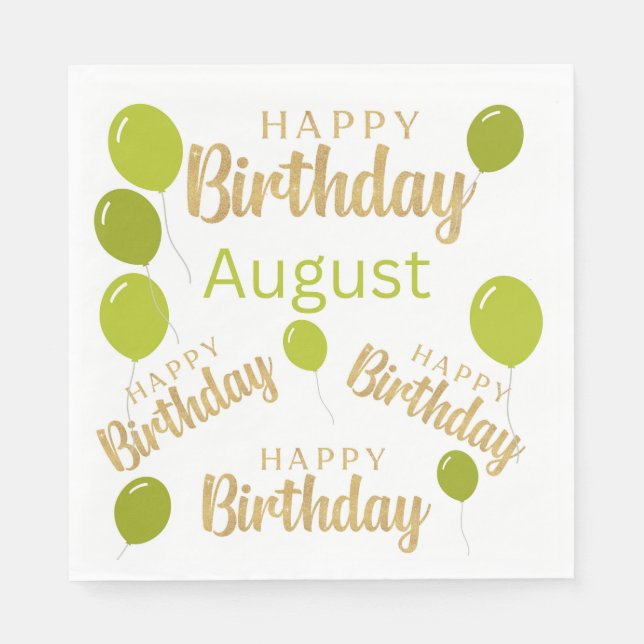 Servilleta De Papel Feliz cumpleaños Agosto cumpleaños Papel Napkin (Anverso)