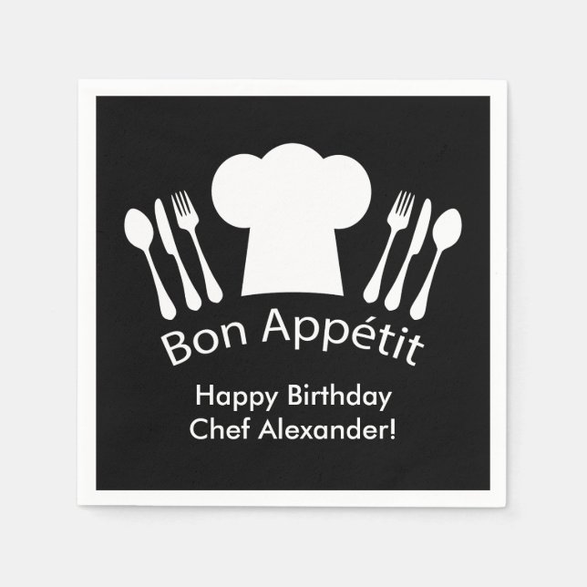 Servilleta De Papel ¡Feliz cumpleaños al chef! Bon Appetit (Anverso)