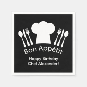Servilleta De Papel ¡Feliz cumpleaños al cocinero!  Bon Appetit