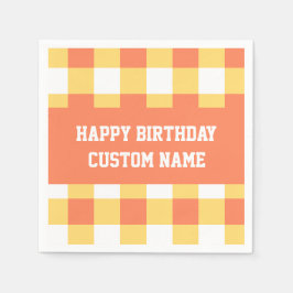 Servilleta De Papel Feliz cumpleaños amarillo gingham