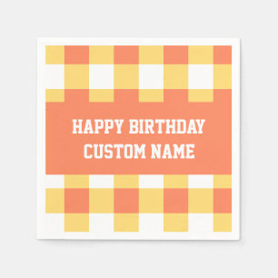 Servilleta De Papel Feliz cumpleaños amarillo gingham
