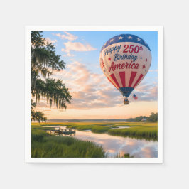 Servilleta De Papel Feliz Cumpleaños América Globo Aerostático de Lowc