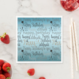 Servilleta De Papel Feliz cumpleaños Aqua Ombre