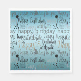 Servilleta De Papel Feliz cumpleaños Aqua Ombre