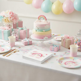 Servilleta De Papel Feliz cumpleaños, arcoiris rosa