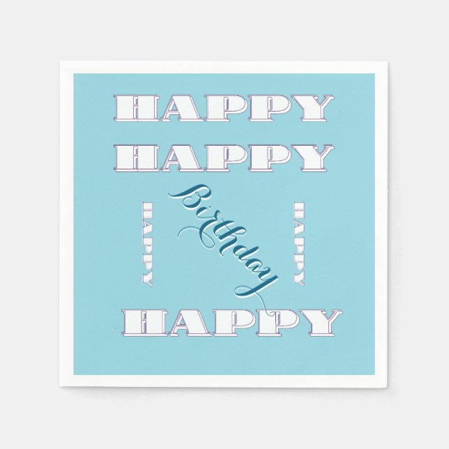 Servilleta De Papel FELIZ cumpleaños azul (Anverso)