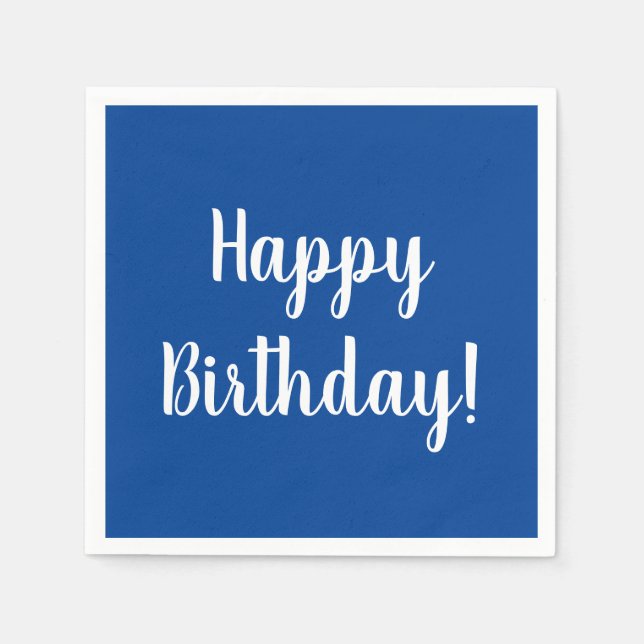 Servilleta De Papel Feliz cumpleaños azul y blanco (Anverso)