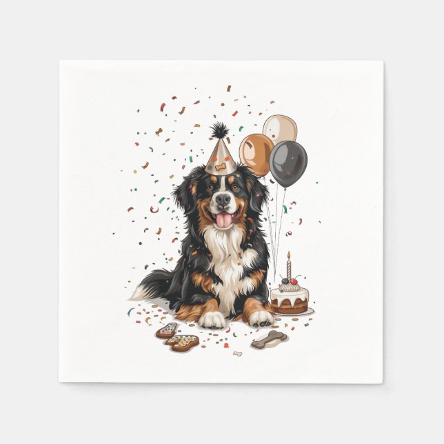 Servilleta De Papel Feliz cumpleaños Bernese Mountain Dog (Anverso)