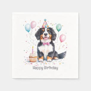 Servilleta De Papel Feliz Cumpleaños Bernese Mountain Dog