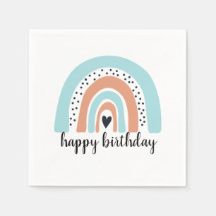Servilleta De Papel Feliz cumpleaños, Blue Peach