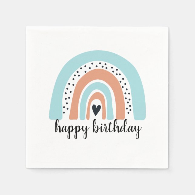 Servilleta De Papel Feliz cumpleaños, Blue Peach (Anverso)