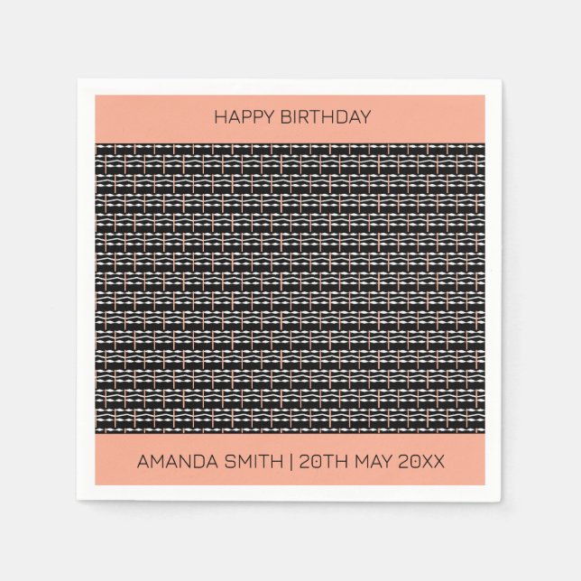 Servilleta De Papel Feliz cumpleaños, bonito patrón étnico africano (Anverso)