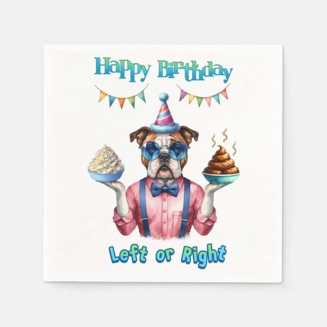 Servilleta De Papel Feliz Cumpleaños Boxer Tratamiento A La Izquierda  (Anverso)