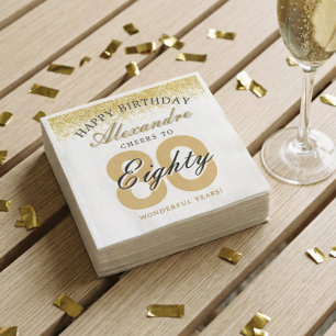 Servilleta De Papel Feliz Cumpleaños Brindis por la Celebración de 80 