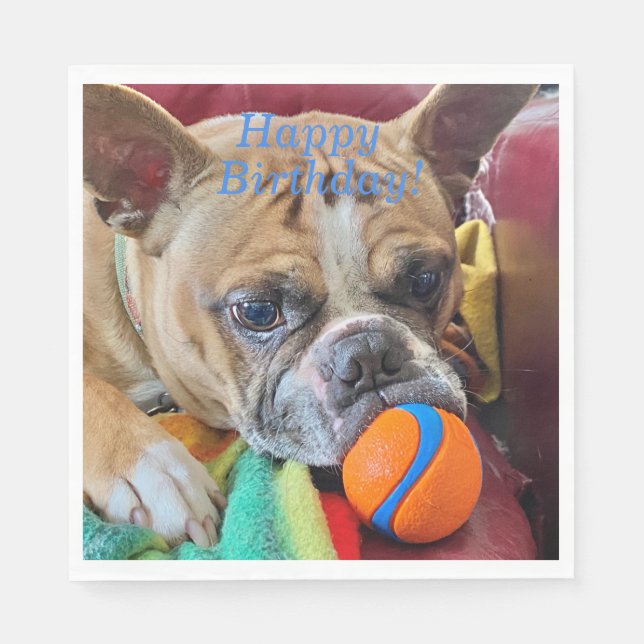 Servilleta De Papel Feliz cumpleaños Brindle Boston Terrier (Anverso)