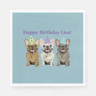 Servilleta De Papel ¡Feliz Cumpleaños! Bulldogs Franceses