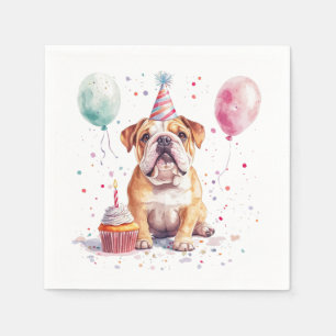 Servilleta De Papel Feliz Cumpleaños Bulldogs Ingleses