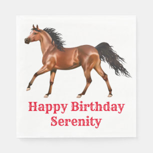 Servilleta De Papel Feliz Cumpleaños Caballo Feliz Fiesta de Poni Ador