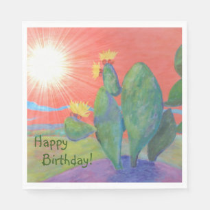 Servilleta De Papel Feliz cumpleaños Cactus Sunset