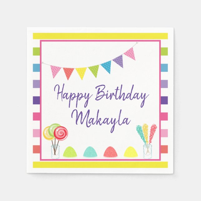 Servilleta De Papel Feliz cumpleaños Candy Land Sweet Tret Treth Perso (Anverso)