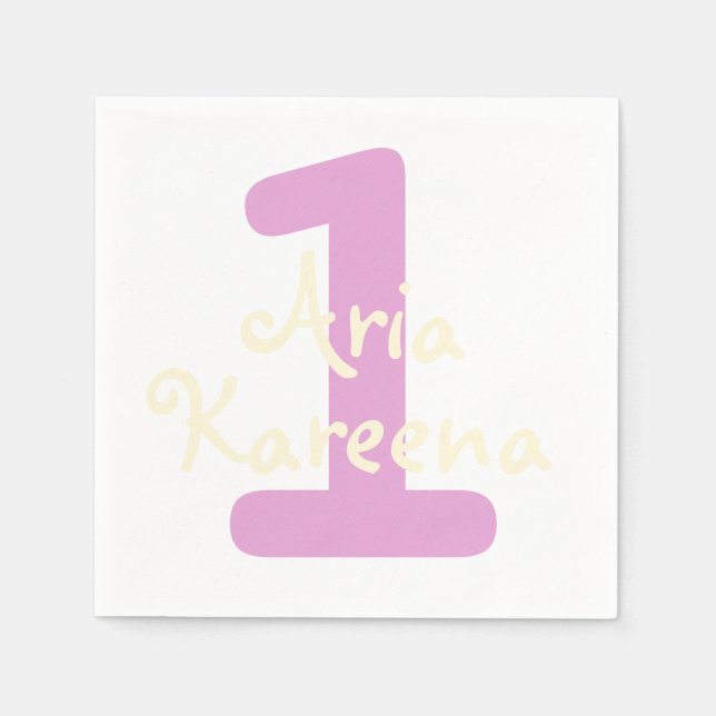 Servilleta De Papel Feliz cumpleaños Cocktail Napkin Beige Pink (Anverso)