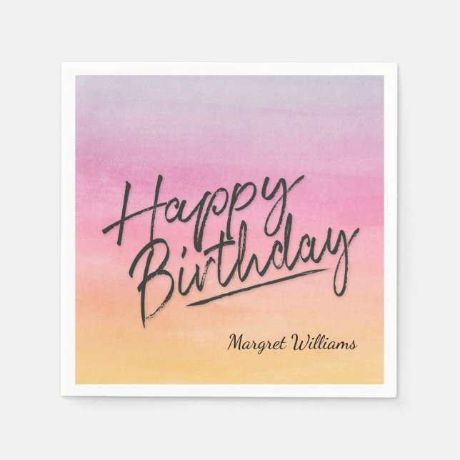 Servilleta De Papel Feliz cumpleaños, colores del arcoiris (Anverso)