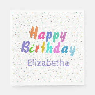 Servilleta De Papel Feliz cumpleaños, coloridas estrellas y personaliz