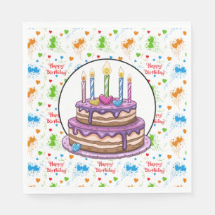 Servilleta De Papel Feliz cumpleaños con cereza encima