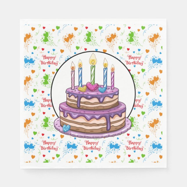 Servilleta De Papel Feliz cumpleaños con cereza encima (Anverso)