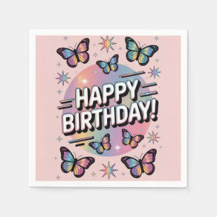 Servilleta De Papel Feliz cumpleaños con mariposas coloridas