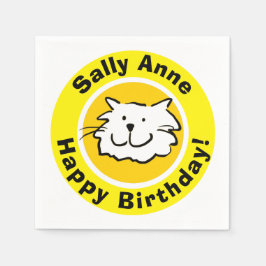 Servilleta De Papel Feliz Cumpleaños con Nombre, Amante de los Gatos