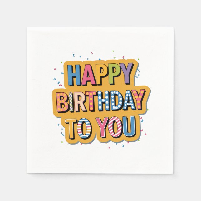 Servilleta De Papel Feliz cumpleaños con patrón (Anverso)
