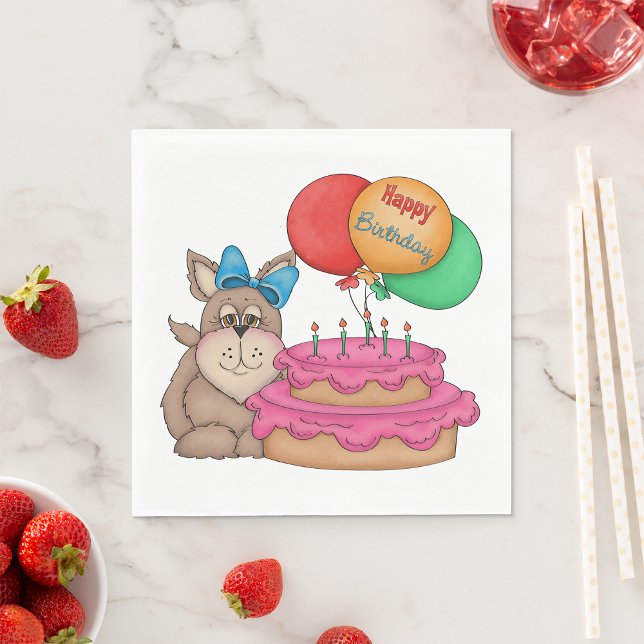 Servilleta De Papel Feliz cumpleaños con una pipa con globos y pastele (Subido por el creador)