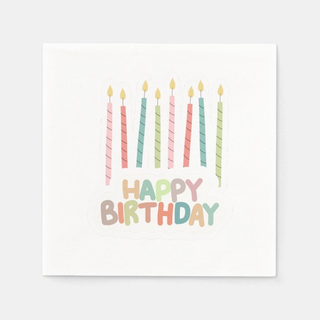 Servilleta De Papel Feliz Cumpleaños con Velas encendidas (Anverso)