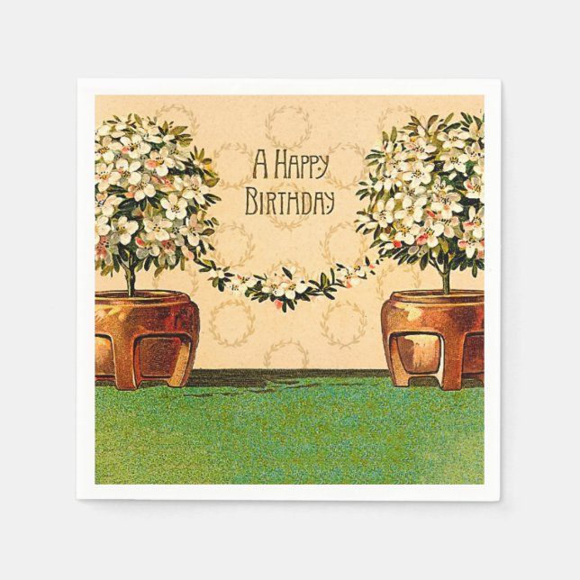 Servilleta De Papel Feliz cumpleaños, cosecha de vintage (Anverso)