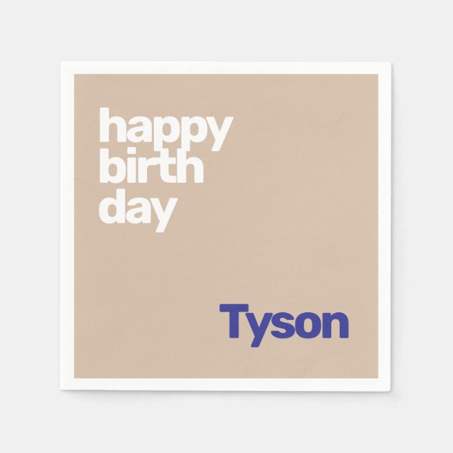 Servilleta De Papel feliz cumpleaños cree su propio papel fiesta MOCHA (Anverso)