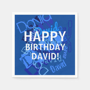 Servilleta De Papel "Feliz cumpleaños" (cualquier nombre) Azul