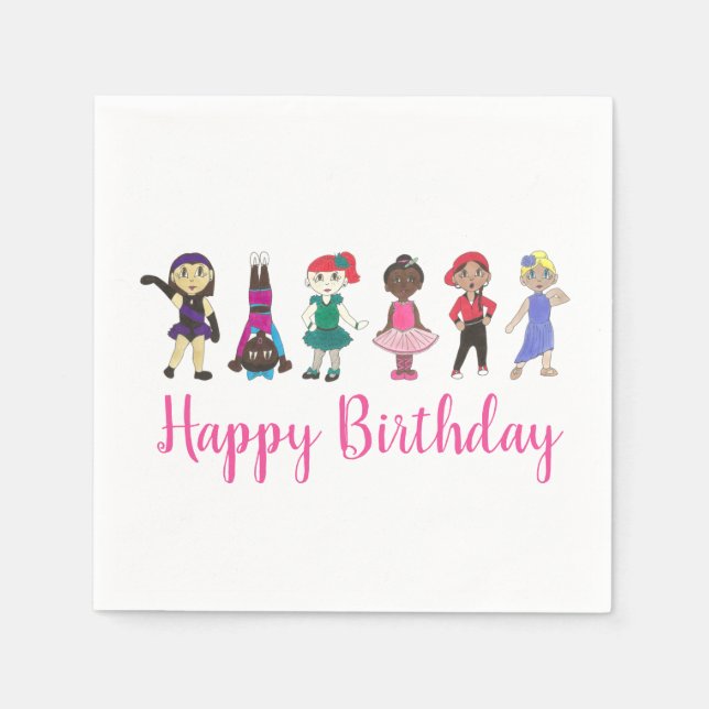 Servilleta De Papel Feliz cumpleaños danza temática ballet Fiesta Tap  (Anverso)