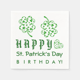 Servilleta De Papel Feliz cumpleaños de San Patricio Shamrock A03A