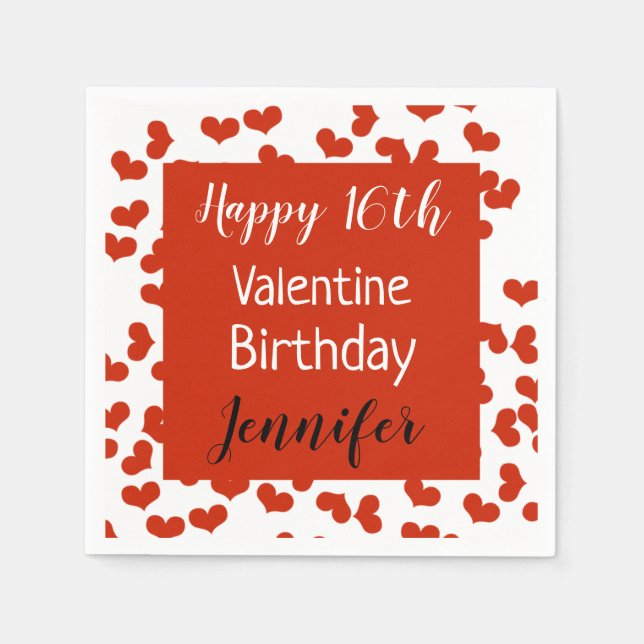 Servilleta De Papel Feliz cumpleaños de San Valentín (Anverso)